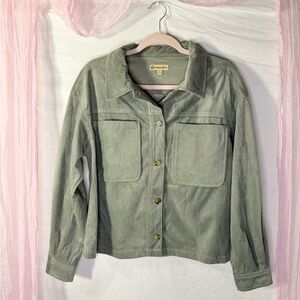 Democracy Corduroy Button Front Shacket Jacket • Sage Green • Size M